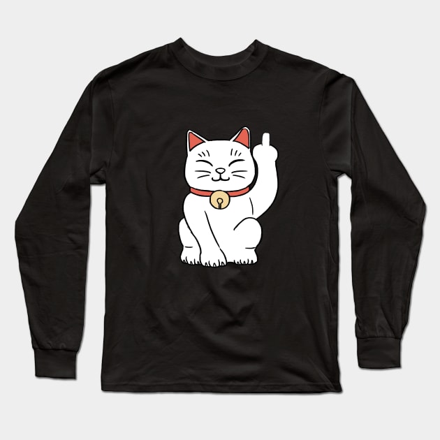 Lucky cat middle finger Long Sleeve T-Shirt by la'lunadraw